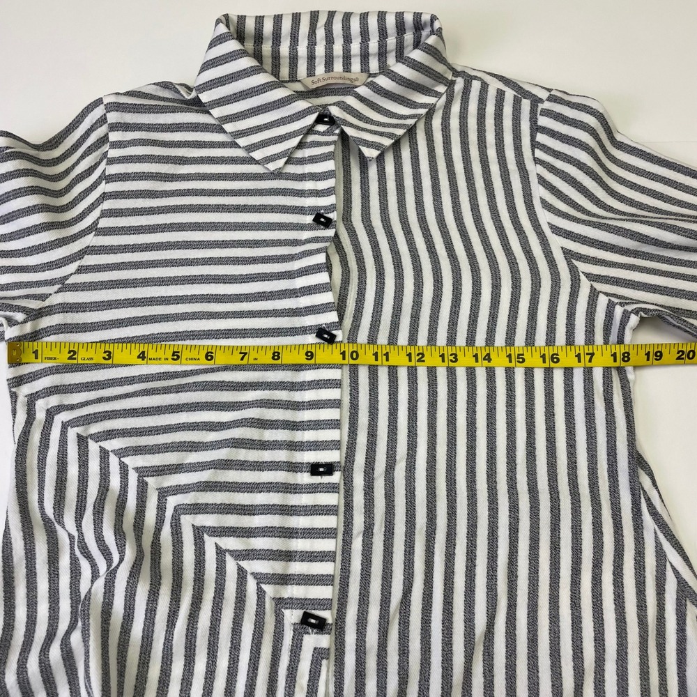Soft Surroundings Striped Tunic Shirt Black White Sharkbite Hem Womens Small - Picture 13 of 16